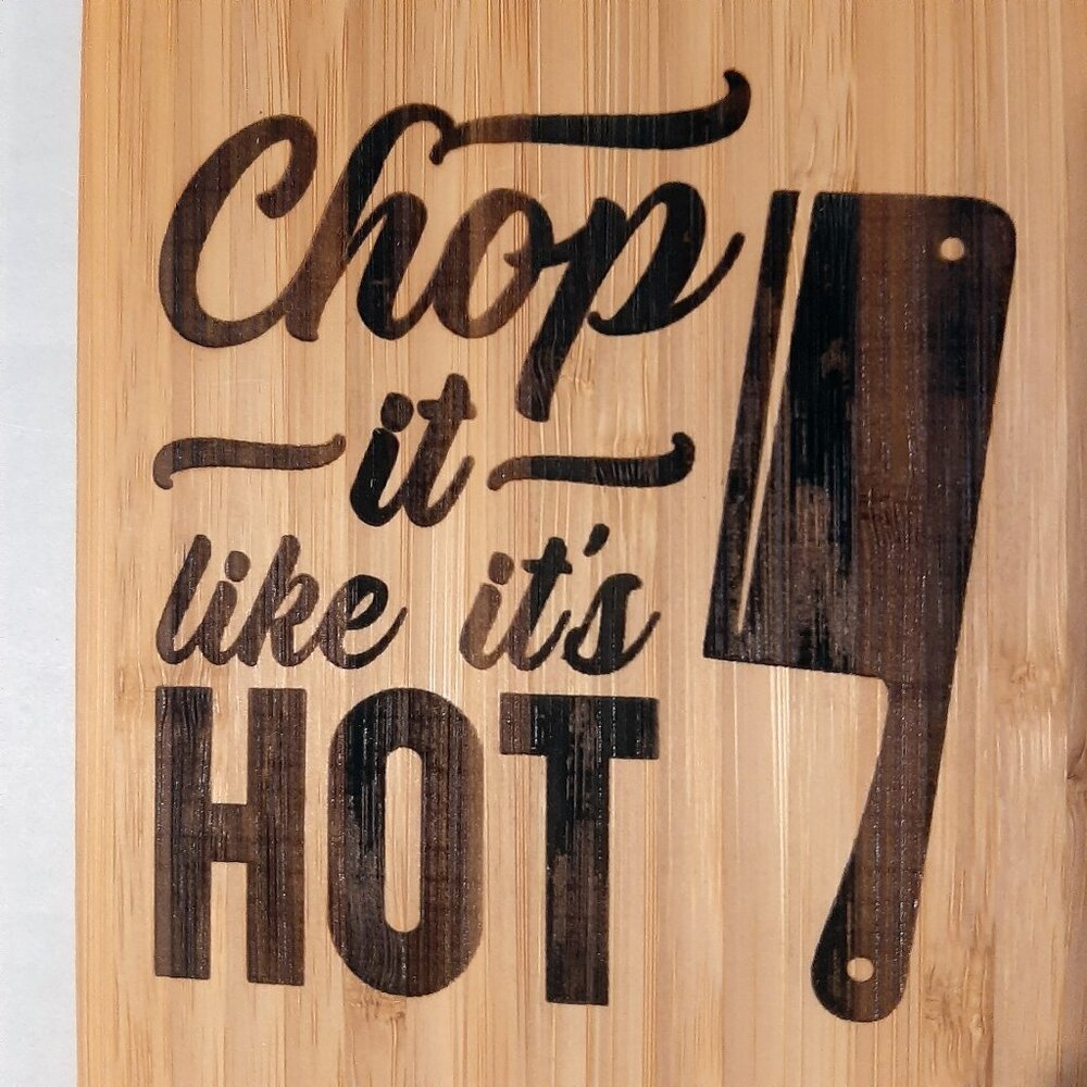 New engraved Cutting Board 9.5 X 6 in Organic Bamboo Wood Chop it like it's hot
